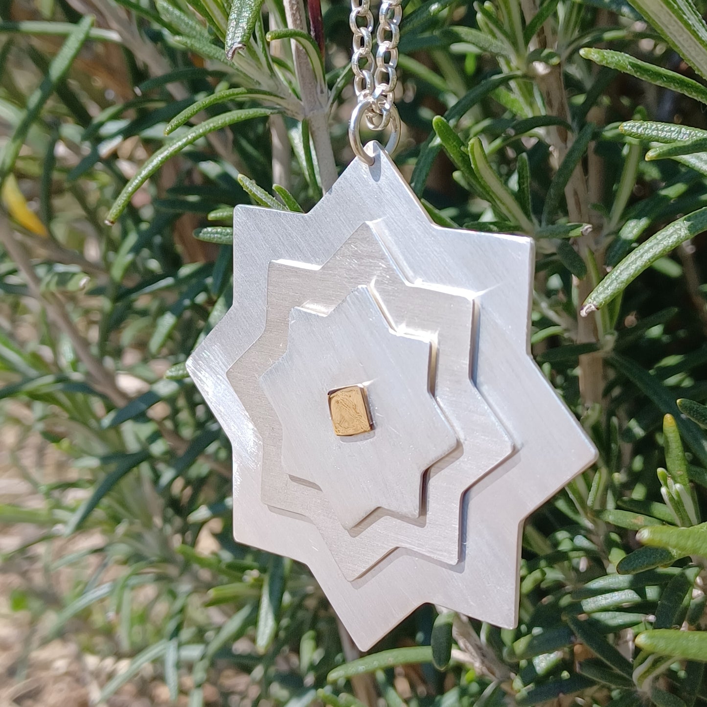 Collier Sautoir Etoile en Or 18K et Argent 925