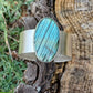Bracelet Manchette large en Argent Massif et Labradorite bleue. Pièce unique