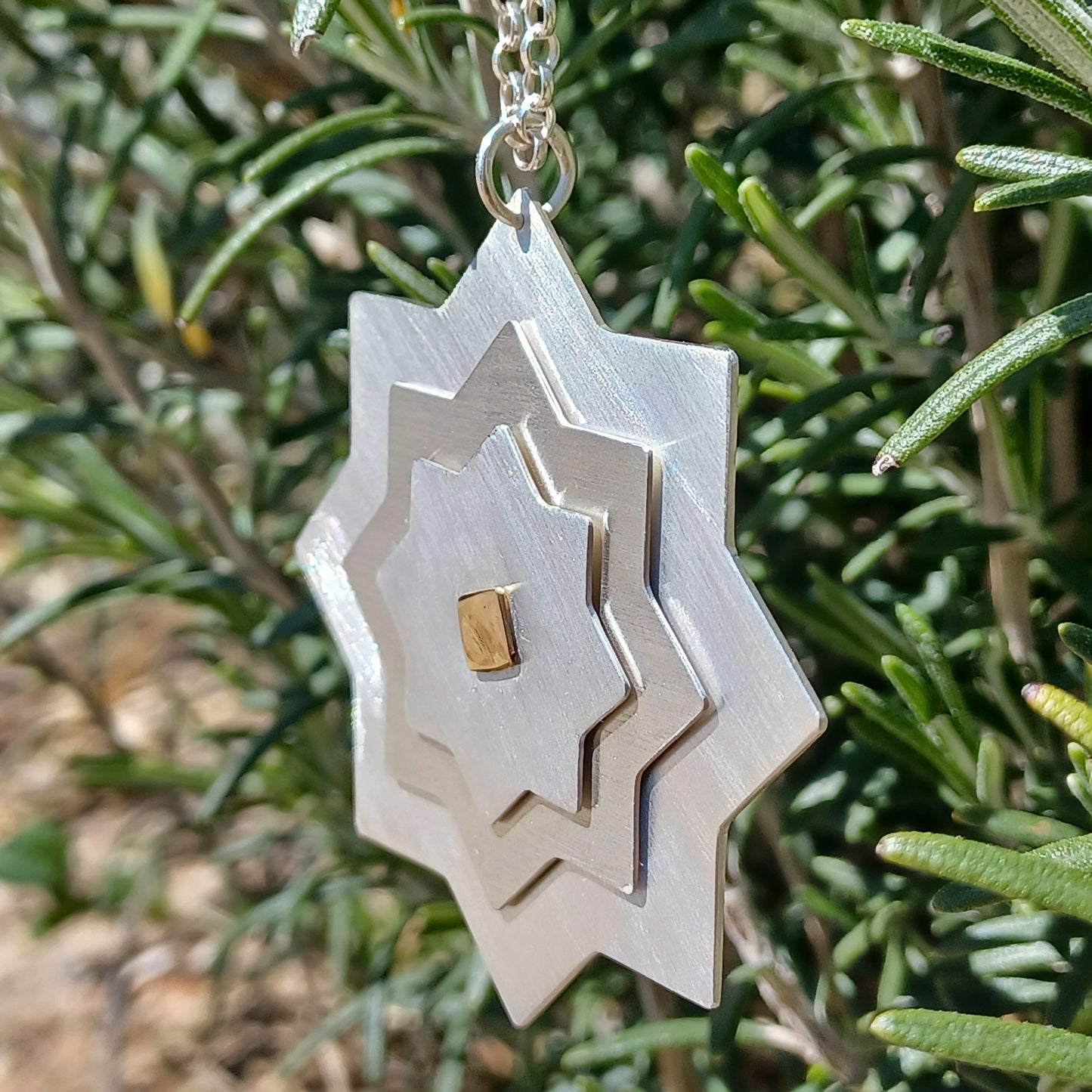 Collier Sautoir Etoile en Or 18K et Argent 925