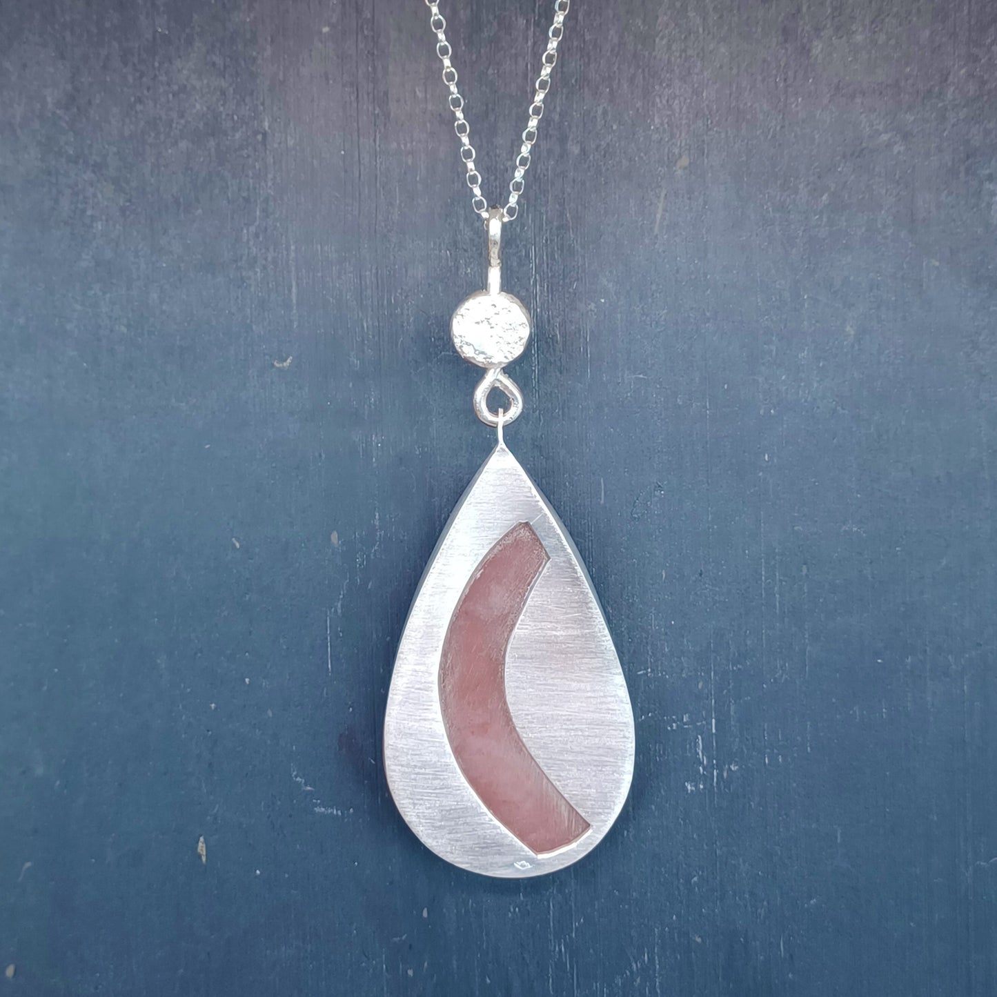 Collier goutte en Argent Massif et Opale des Andes. Pièce unique