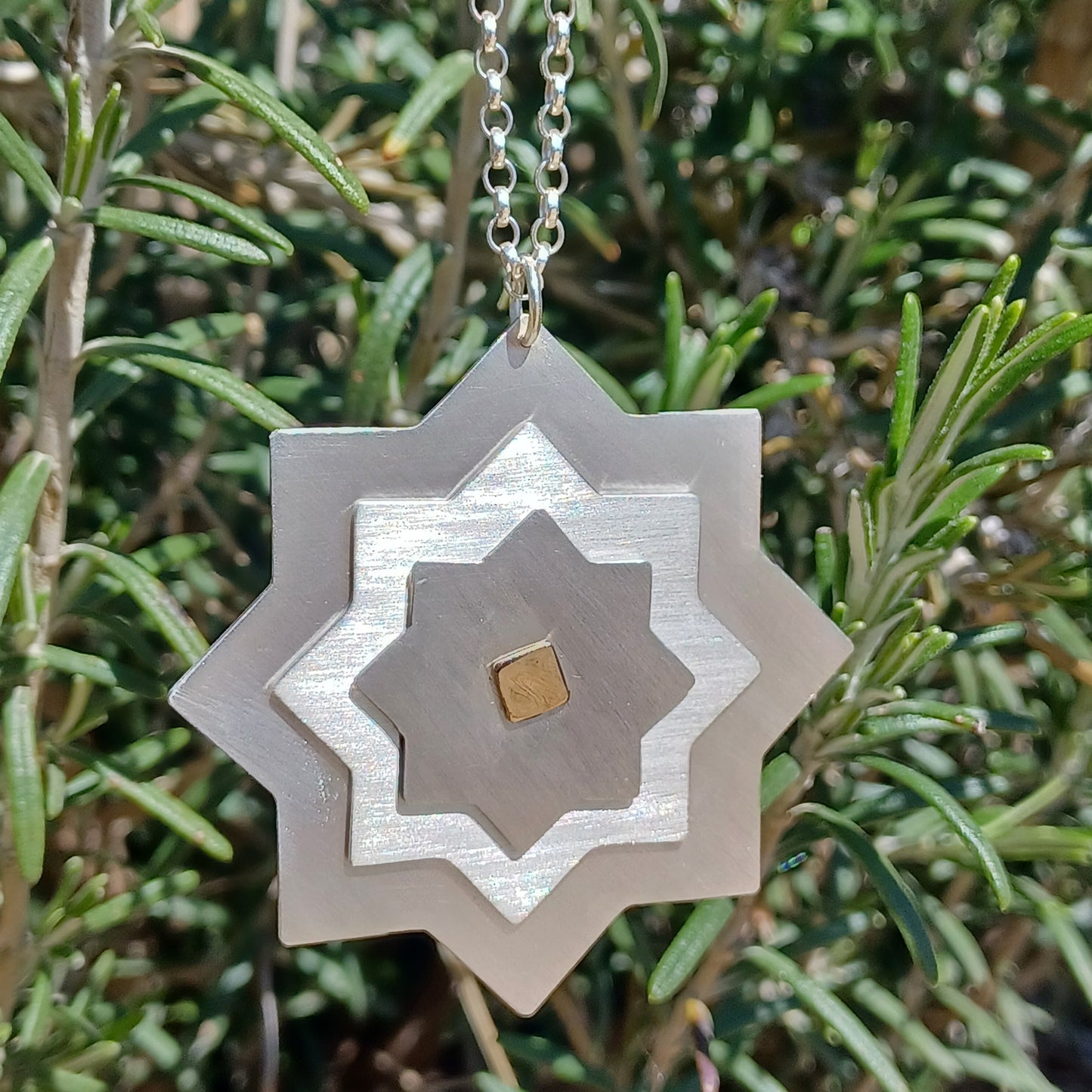 Collier Sautoir Etoile en Or 18K et Argent 925