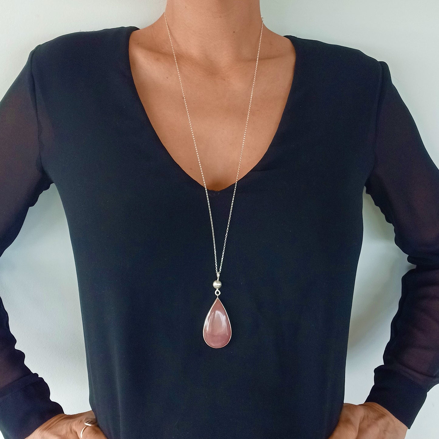 Collier goutte en Argent Massif et Opale des Andes. Pièce unique